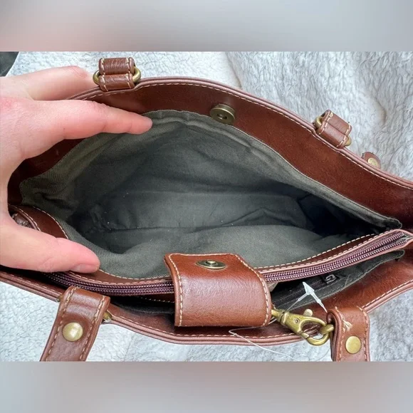 Brown bag Faux leather crossbody handbag purse, Relic by fossil, new with tag - Picture 6 of 6